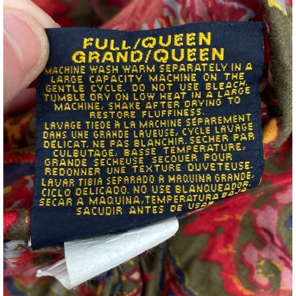 Rare Ralph Lauren Galahad Red Full Queen Comforter Sateen Paisley Vintage